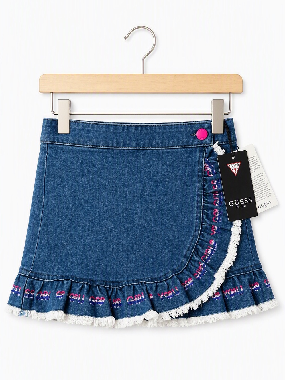 NWT Guess Jeans "Vintage" Ruffle Denim Wrap Skort 4 Years You Go Girl Boho